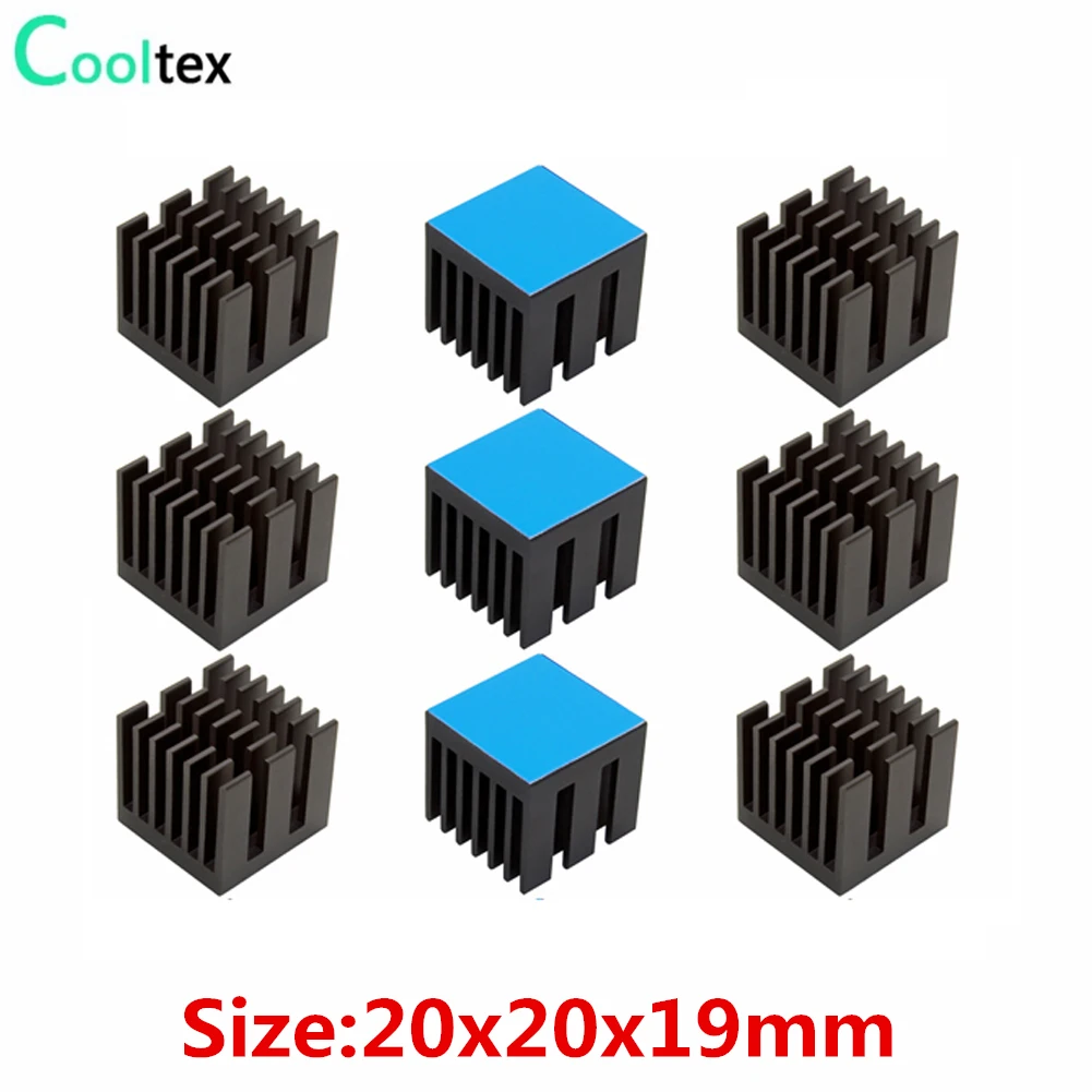 

10pcs Aluminum Heatsink 20x20x19mm Heat Sink Radiator for Electronic Chip IC Cooling With Thermal Conductive Double sided Tape