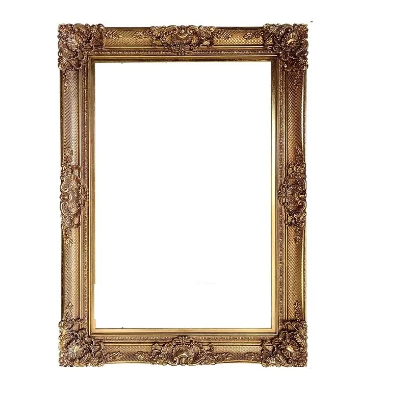 European Gold Retro Oversized Photo Wood Frame, Oil Painting Frame, Creative Wall Mounted Photo Studio Wedding Decoration Frame