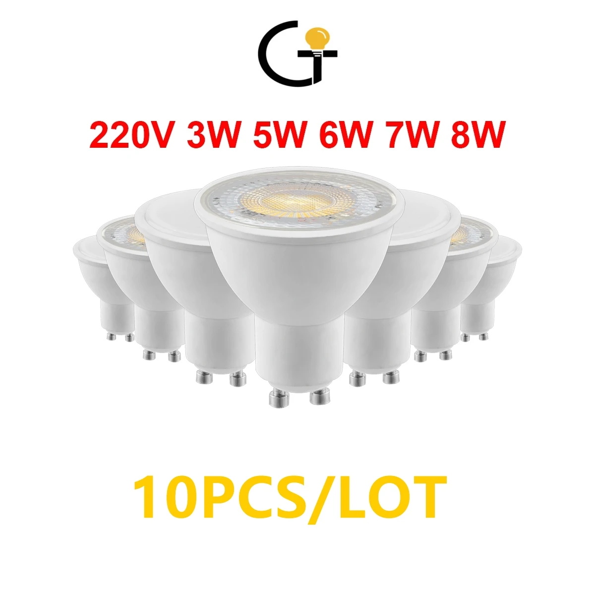 

10PCS LED Spotlight GU10 MR16 GU5.3 AC230V AC110V 3W-8W 38 120 degree high lumen warm white light replace 50W 100W halogen lamp