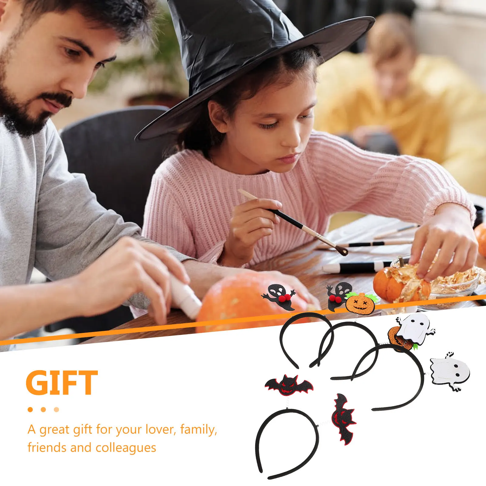 

Набор из 4 штук: Декоративные ободки для волос на Хэллоуин с тыквами, страшные повязки для вечеринок, косплея, фестивалей, для женщин