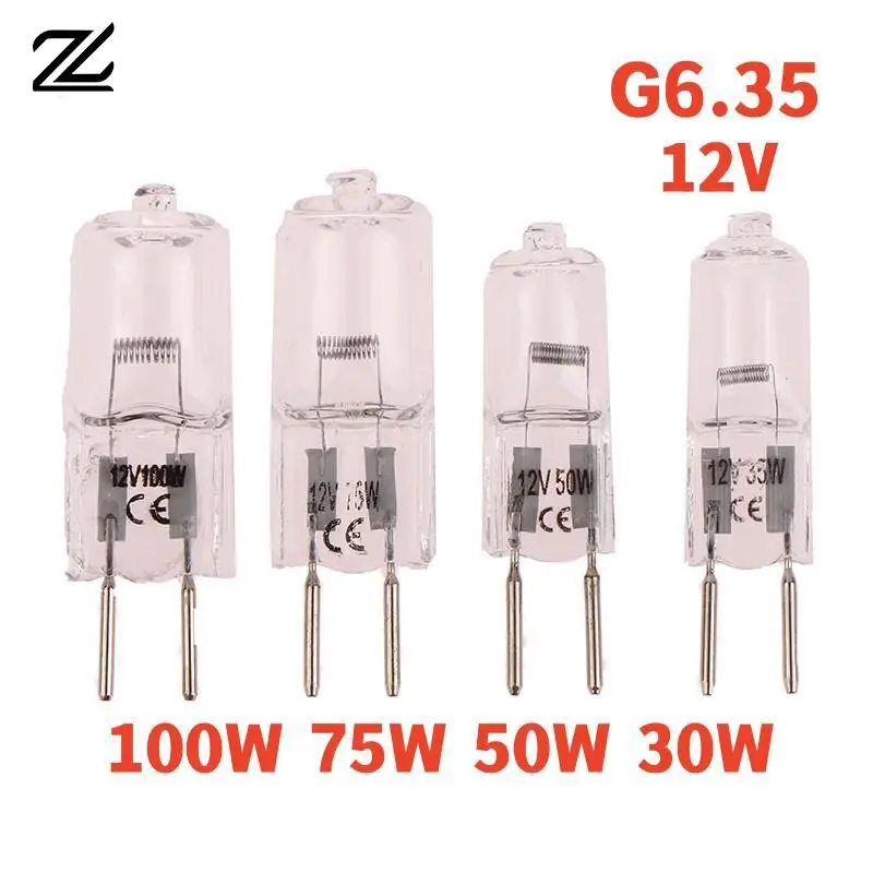 1pcs 12V G6.35 35W 50W 75W 100W Halogen Lamp Beads Suitable For Aromatherapy Lamp Crystal Lamp Projector 2pin Bulb