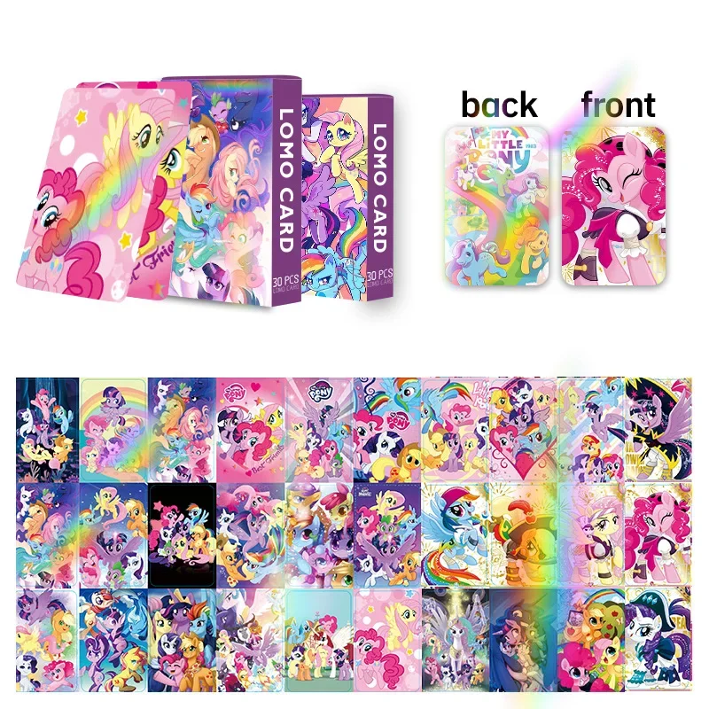 30Pcs My Little Pony Laser Flash Card Anime Card Children's Educational Toys Collect Commemorative Cards Kids Birthday Gifts