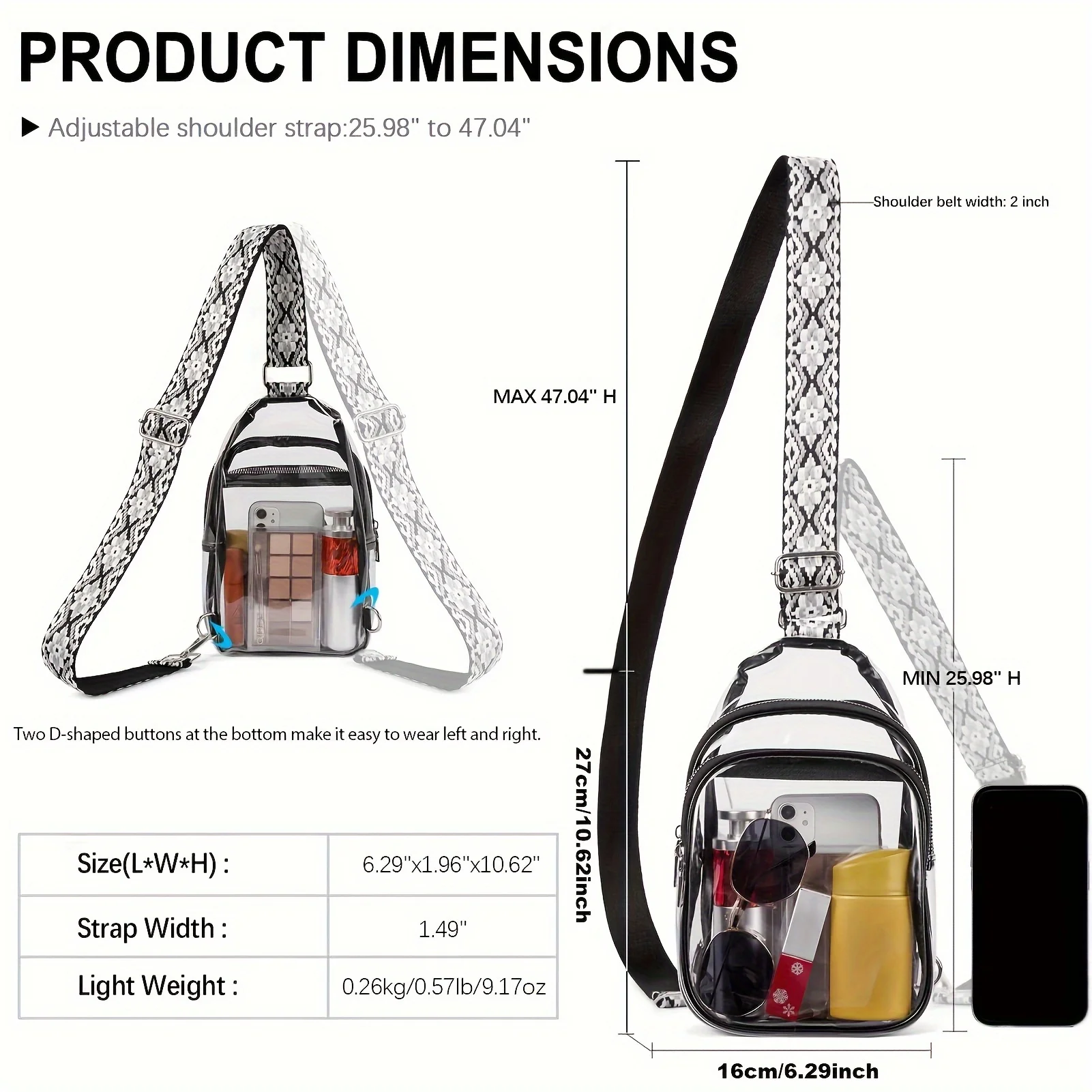 Clear Bag For Stadium Events, Clear Bag Purses For Women Crossbody Transparent, Crossbody Purses For Concerts Sports image 2