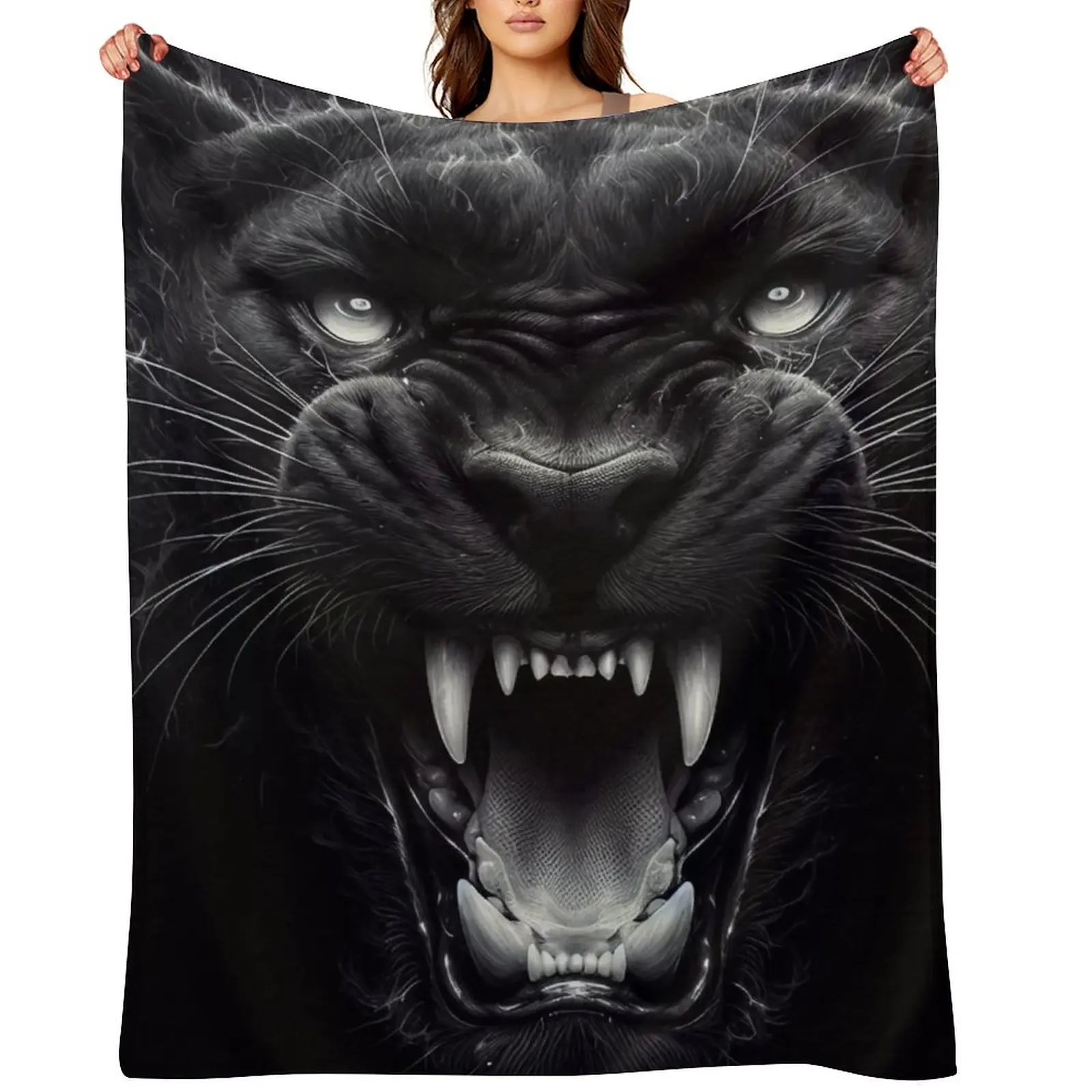 

black panther roaring Throw Blanket Bed linens Sofa Quilt Sleeping Bag Single Blankets