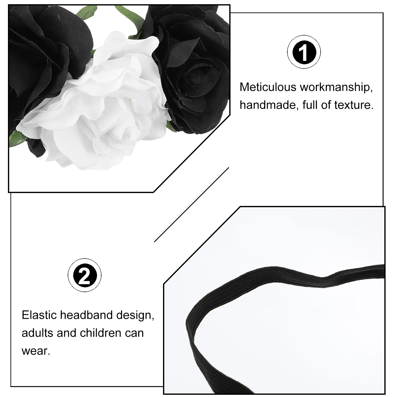 

Elastic Headband Silk Flower Bridal Headwear Xmas Crown Hairband Floral Fabric Thin Headbands Wedding Garland Headdress Women's
