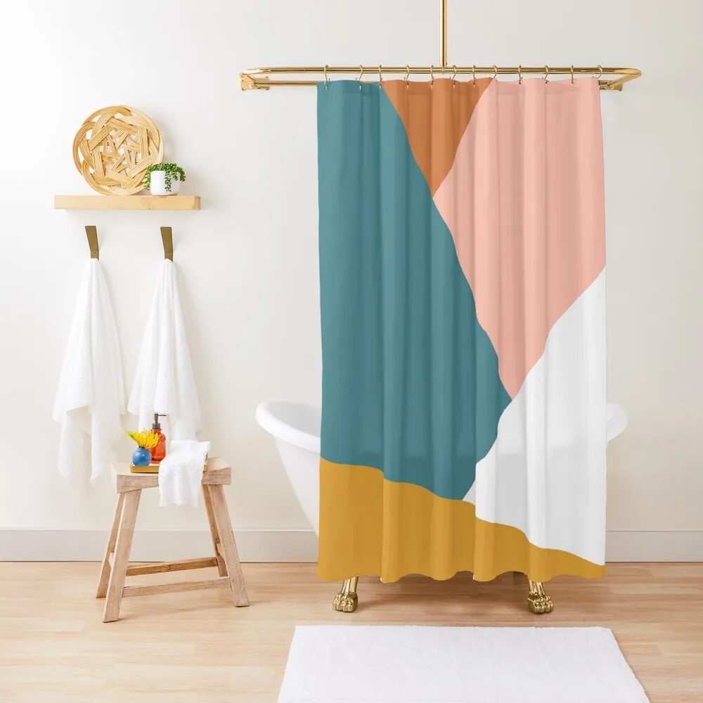 

Green orange peach yellow and white color block Shower Curtain Bathroom Shower For Shower Set For Bathroom Curtain