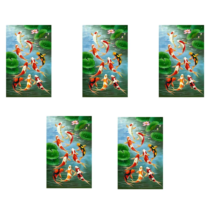 

J1UL1N 5X 5D Art Diamond Painting Round Full Diamond Koi Carp Cross Stitch Kits Embroidery Home Decors