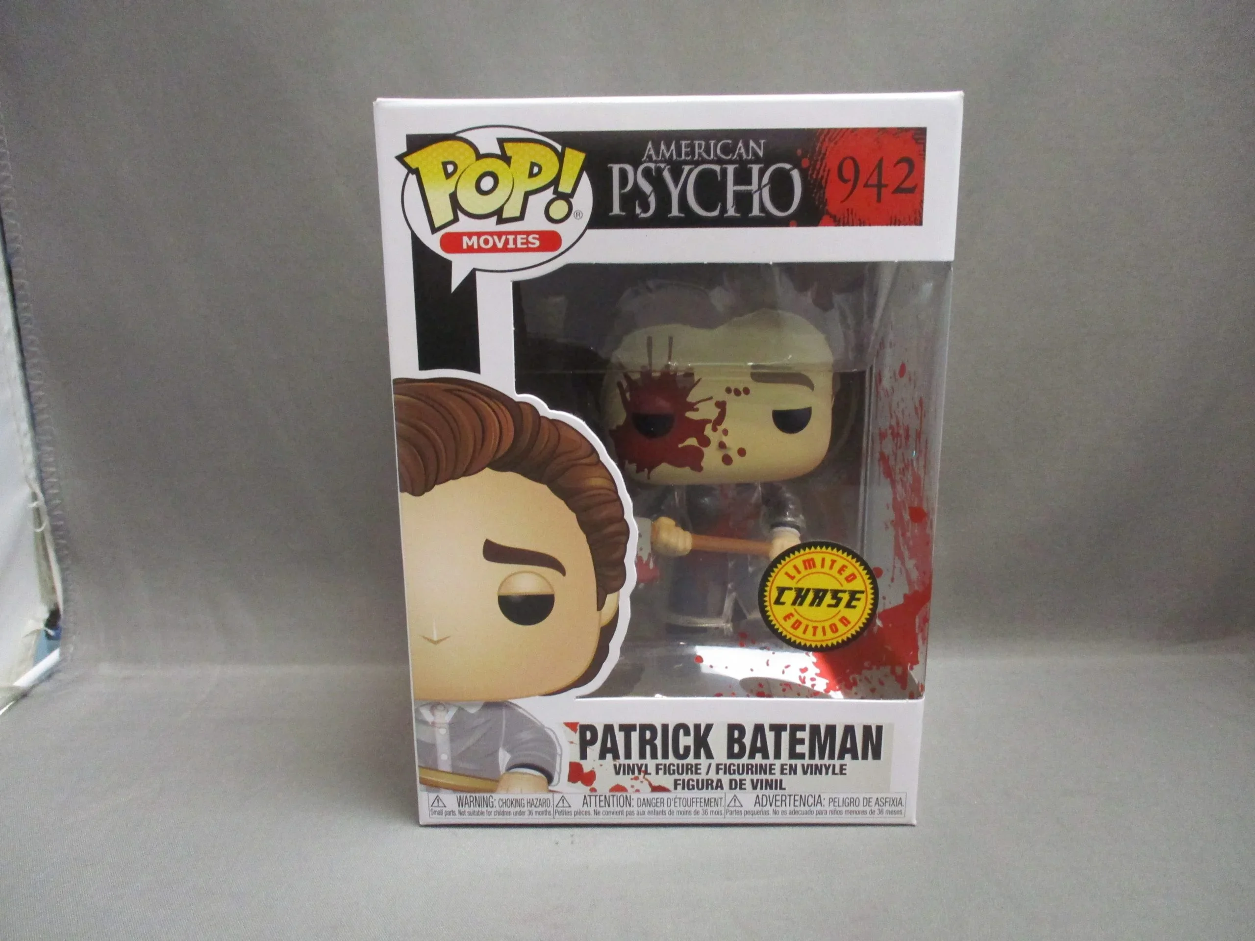 Raro Funko Pop de Bloody Chase # Muñeco de Vinilo de la Colección de Películas de Terror American Psycho, Edición Limitada de Patrick Bateman 942