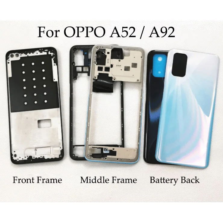 For oppo A52 A72 A92 2020 4G LCD Faceplate Frame Front Middle Frame Housing Battery Door Back Cover Housing Case