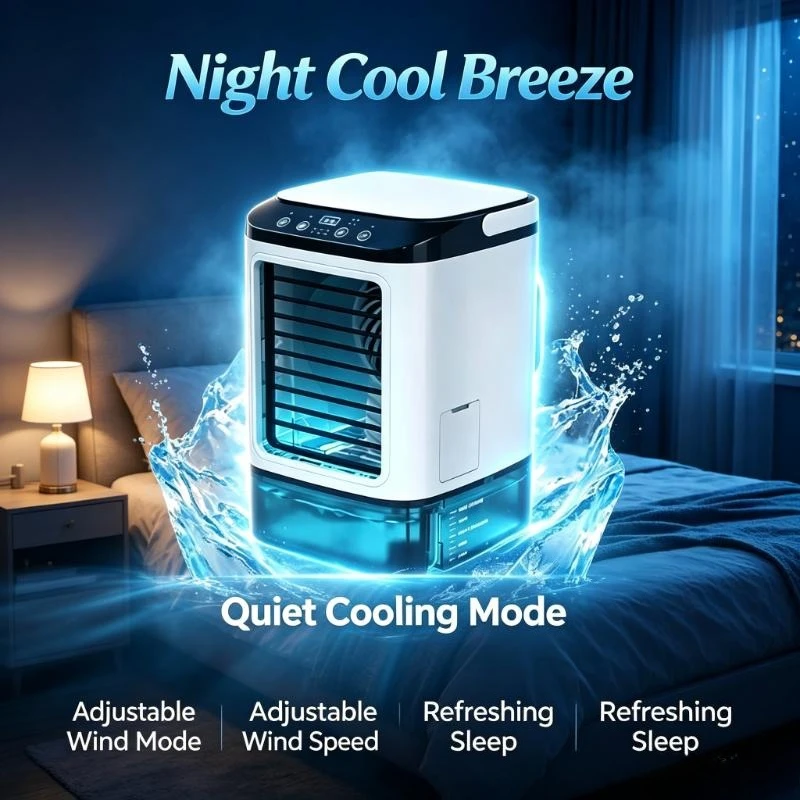 900Ml Water Tank Mini Evaporative Air Cooler Rechargeable 3 Speed 7 Color Light Bedroom Travel Humidifier
