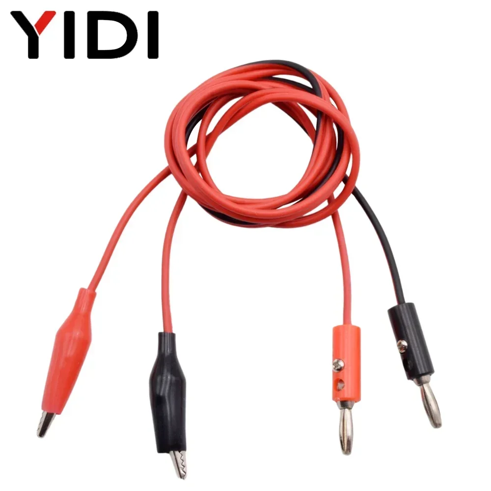 1M Double Ended Multimeter Wire Power Test Probe Crocodile Alligator Clips 35mm Banana Plug Connector 4mm Electrical Lead Cable