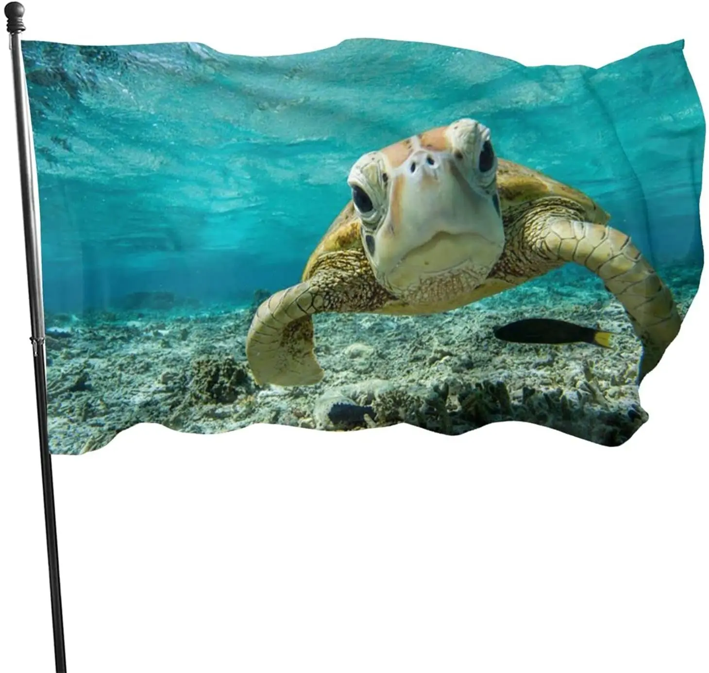 Sea Turtle Vivid Color Outdoor Sports Polyester Yard Flag Brass Grommets for Party Club Outdoor Indoor Home Decor for Women Men