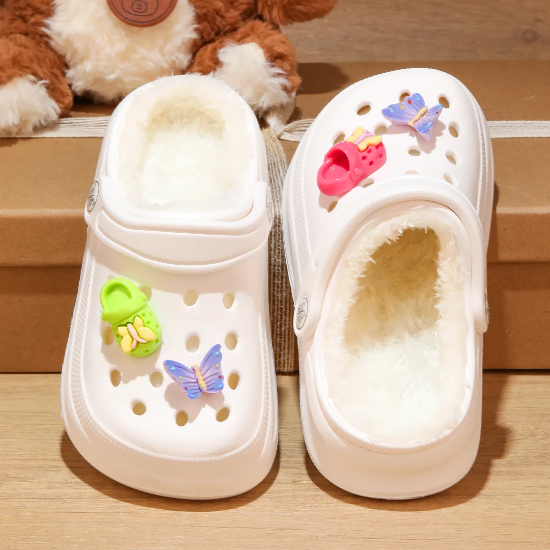 Kinder-Clogs und -Mules mit Fellfutter, leichte Garten-Schuhe mit Baumwollfutter, warme Hausschuhe für Jungen, Mädchen und Kleinkinder, 168. – Detail 7