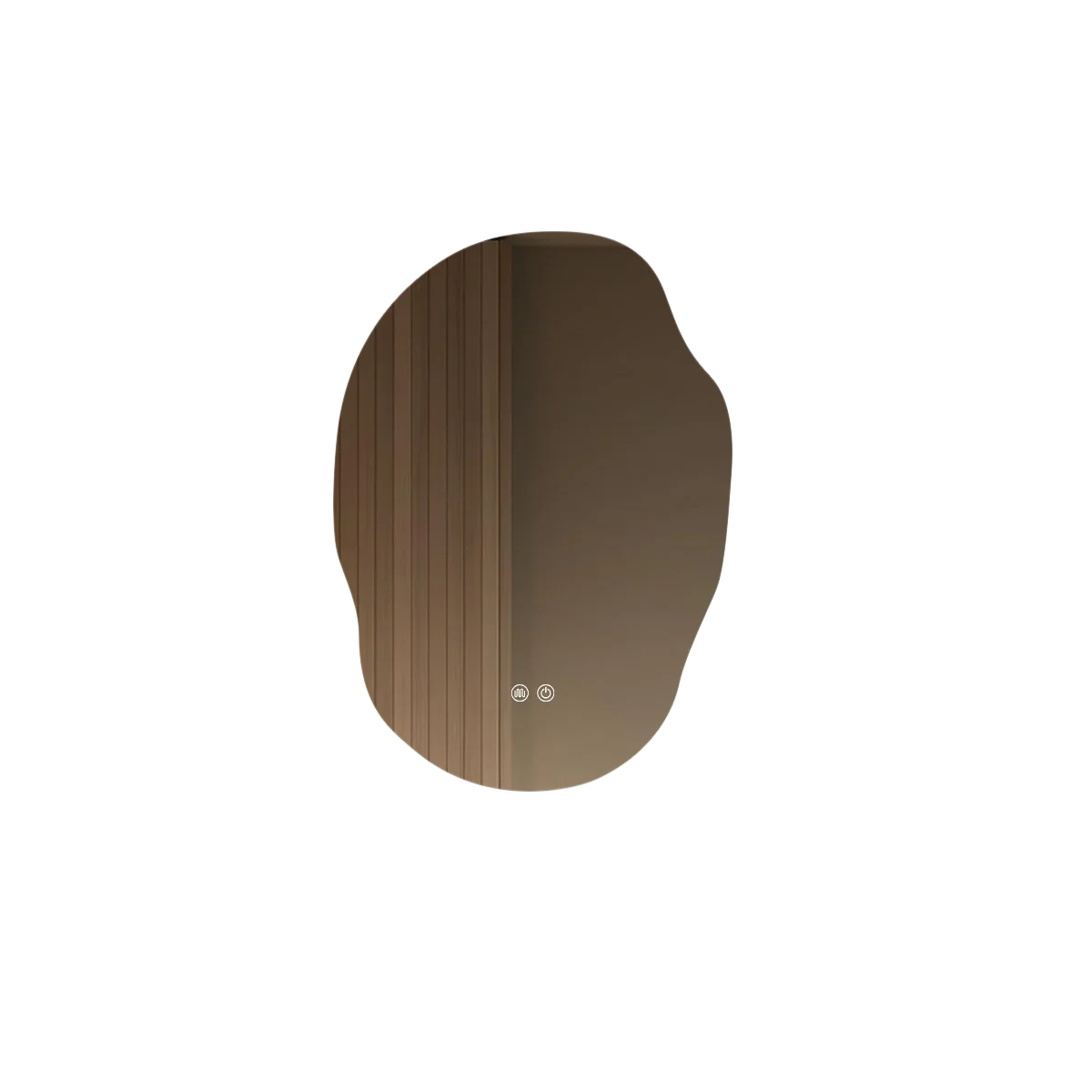 60x70 cm Wall Mounted Smart LED Mirror Irregular Shape Vanity Makeup Mirror with 3 Color Light Anti-Fog Touch Screen for Bedroom