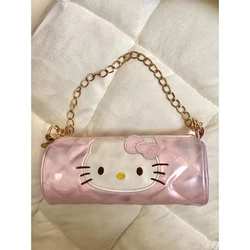 2024 nuovo Sanrio Hello Kitty Y2K rosa cilindro borsa ragazza cuore Kawaii Anime figura borsa dolce simpatico cartone animato Babys borsa regalo per bambini