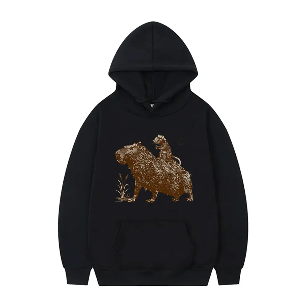 

Capybara Rodent Hoodie Cowboy Rat Vintage Western Theme Graphic Sweatshirt Men Women Cute Mouse Hoodies Male Oversized Tracksuit