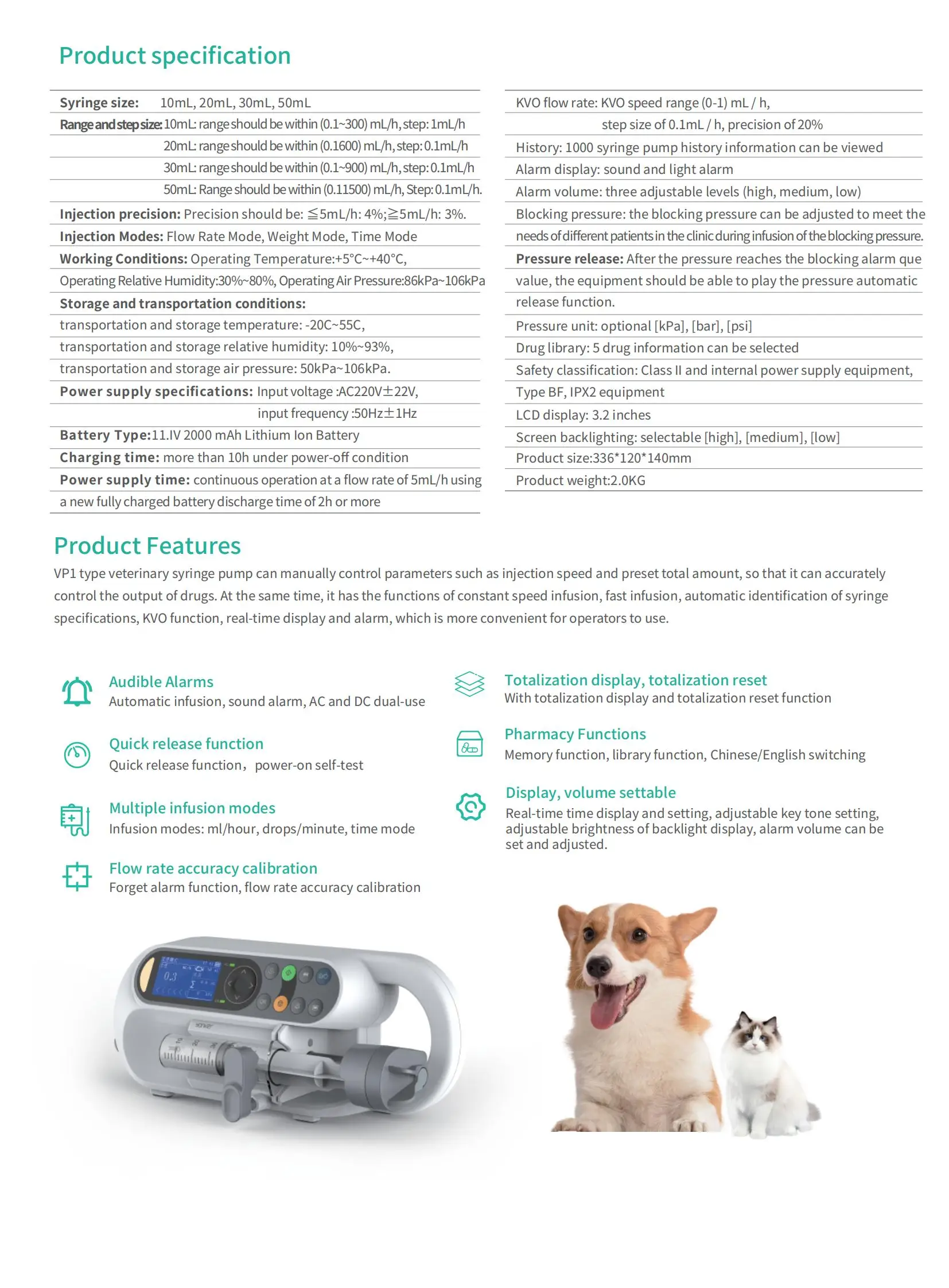 Pet Hospital Use Professional Good Quality Animal Vet Syringe Pump