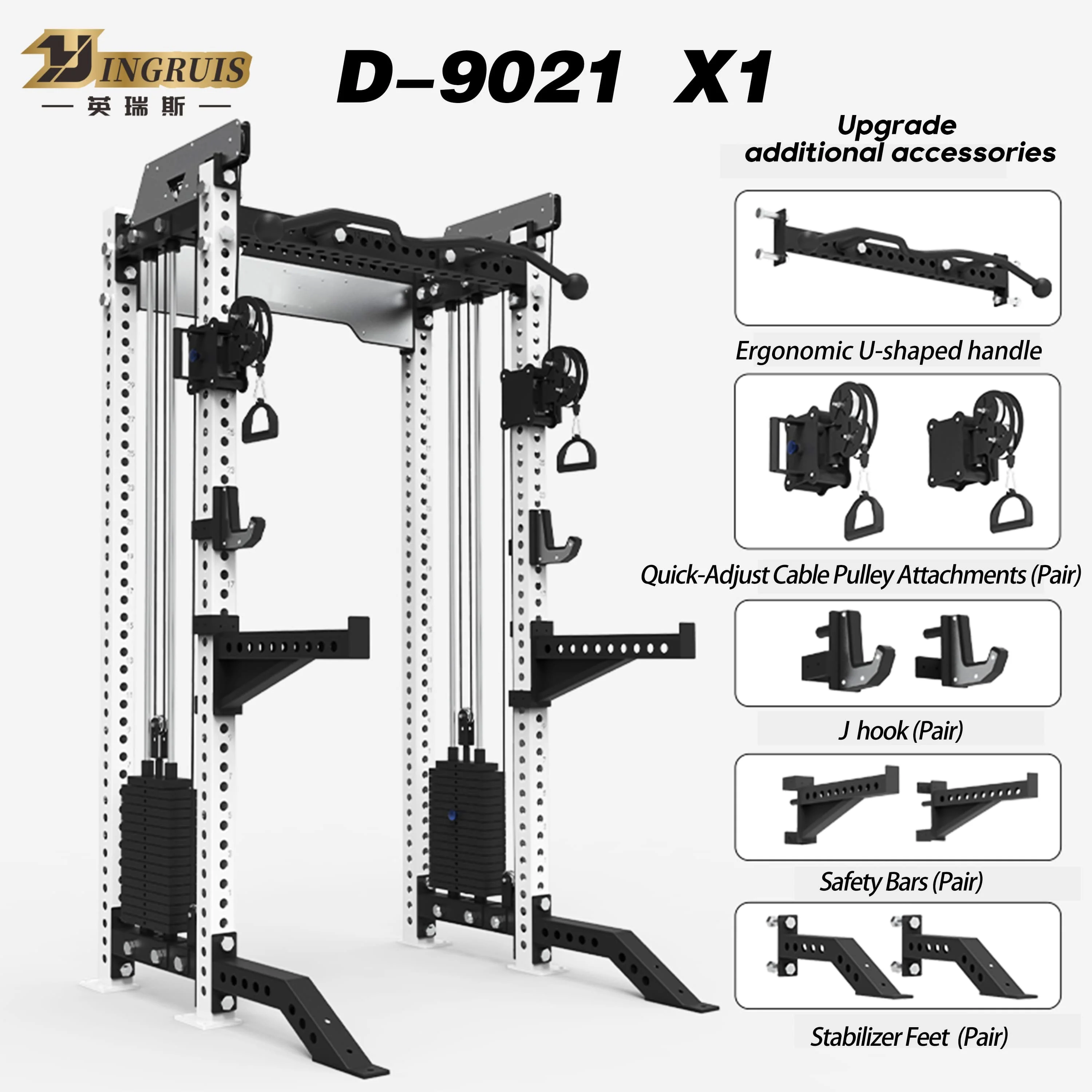 Multi Functional Power Rack Gym System With Pull up Bar and Cable Attachments for Full Body Training