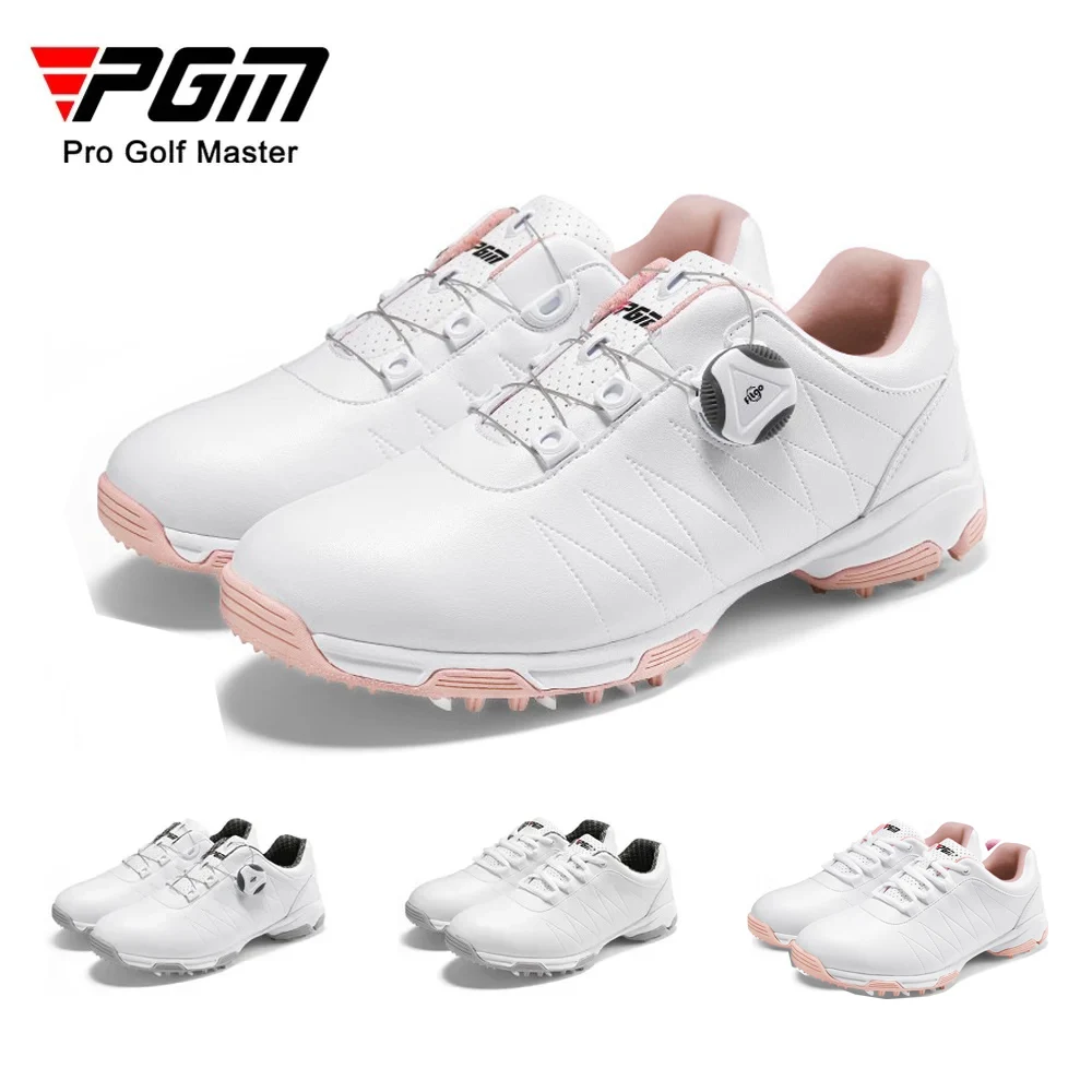 

PGM XZ082 Women Golf Shoes Waterproof Lightweight Knob Buckle Shoelace Sneakers Ladies Breathable Non-Slip Trainers Shoes