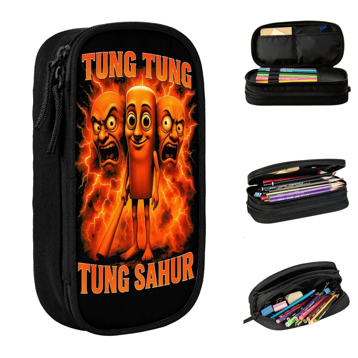

Tung Tung Tung Sahur Pencil Case Italian Brainrot School Pencil Cases Zipper Boy Girl Cool Large Pencil Box School Stationery