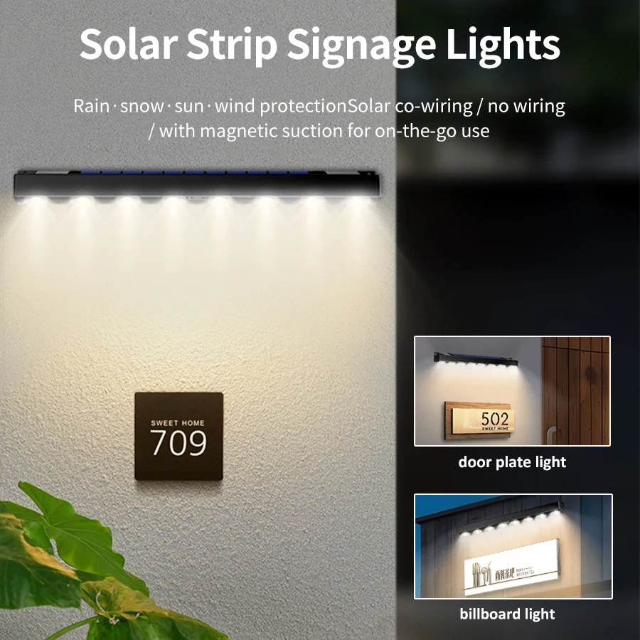 

4/6/8LEDs Solar Garden Lights Waterproof Decorative Lights for Door Signs, Billboards, Fences and Entrances Long Wall Lights