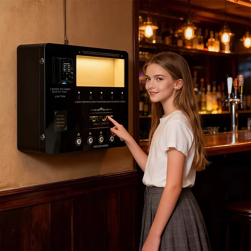 Customized Cologne Fragrance Perfume Spray Vending Machine Wall Mounted Card Operated Only Credit Card Pay Mall Use