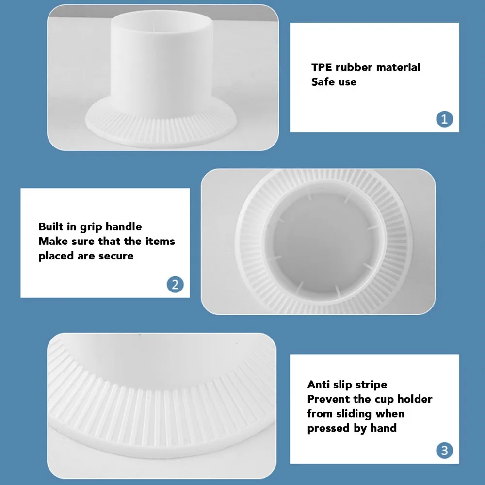 

Secure Grip TPE Rubber RV Cup Holder White Slip Resistant Drink Holder Strong Suction Suction Cup Holder Car Use