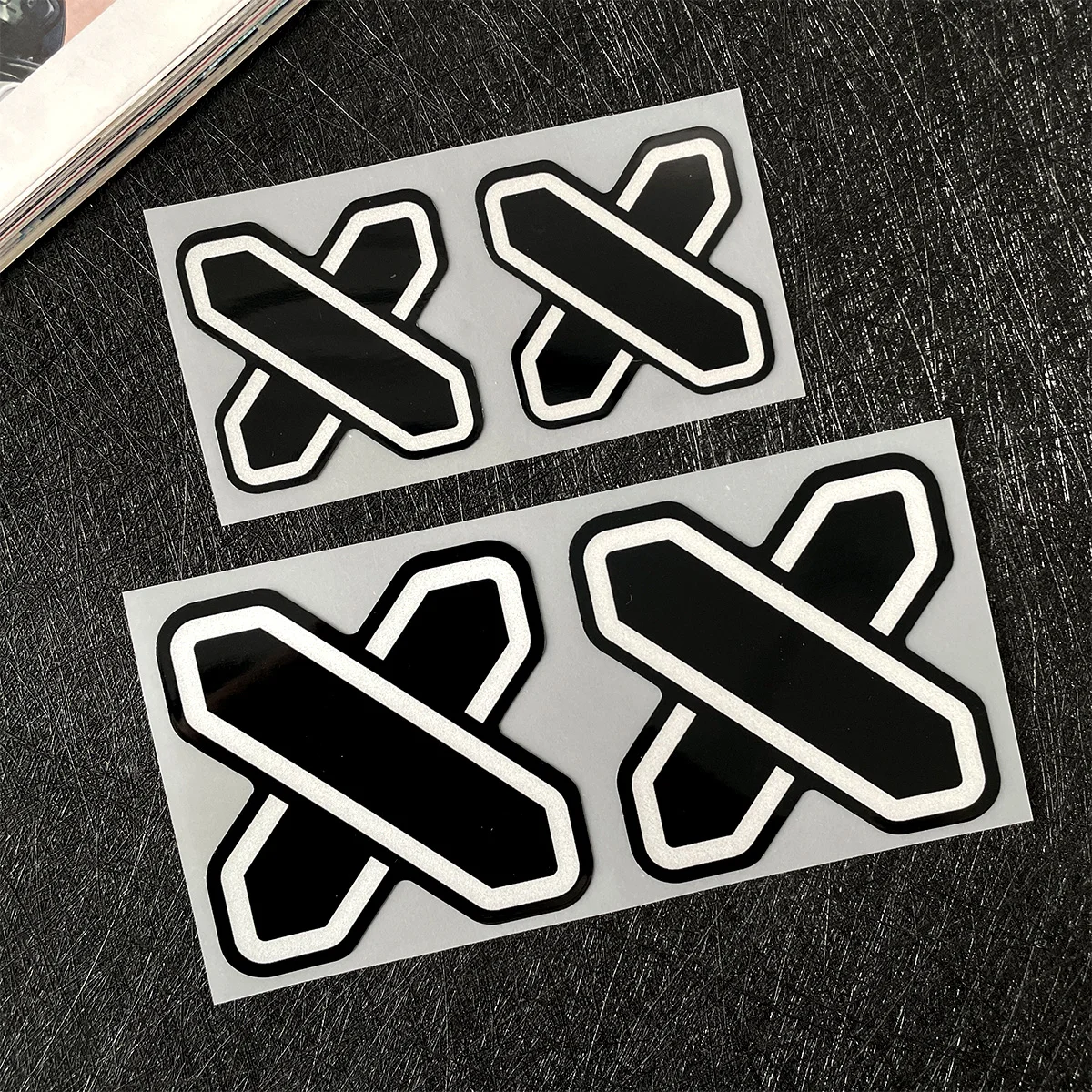4PCS X Logo Reflective/Laser Motorcycle Stickers Moto Helmet Body Decor Vinyl Decals Accessories For Yamaha Kawasaki Honda SHOEI