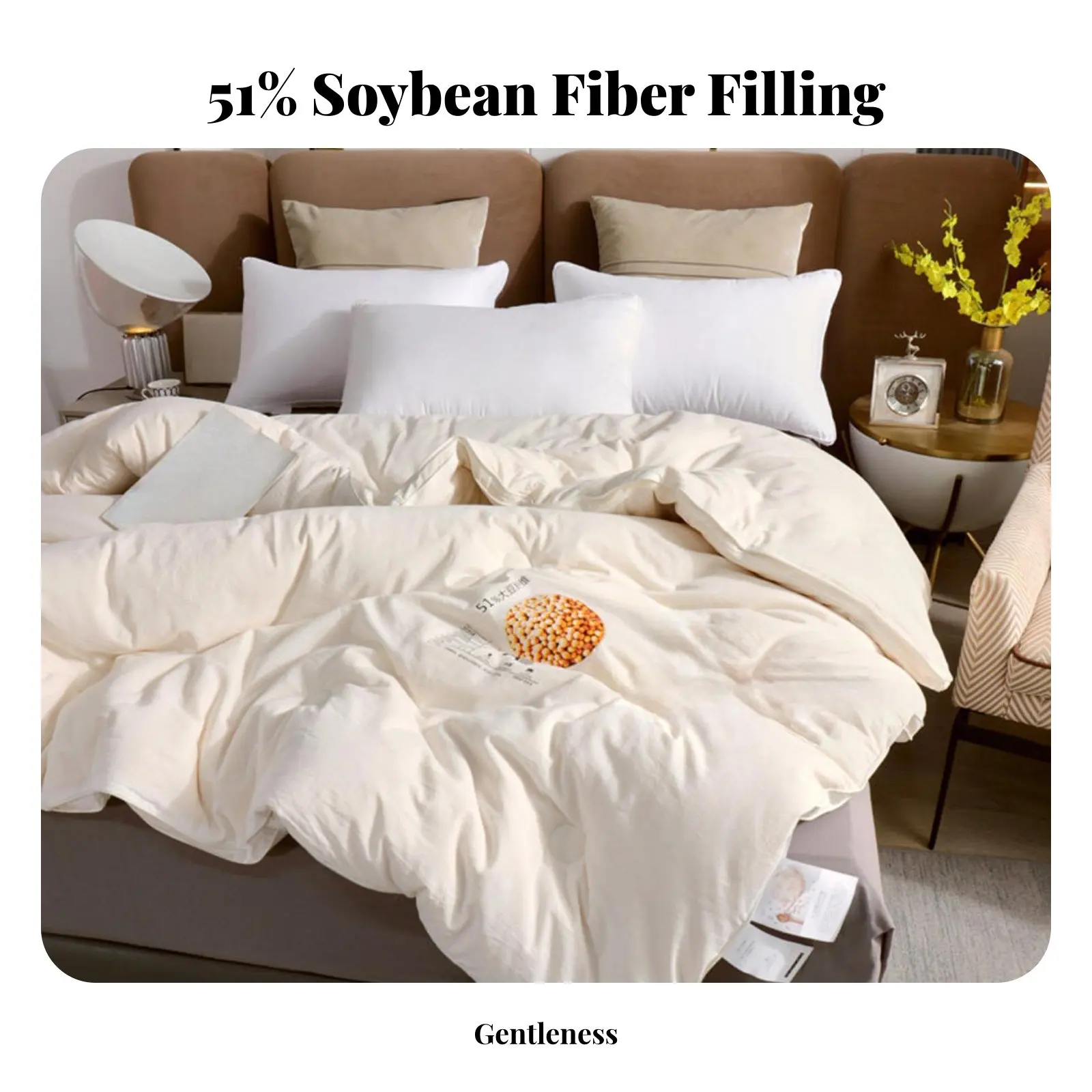 

Одеяло из соевого волокна: мягкое, дышащее, с наполнителем из хлопка, машинная стирка, всесезонное.