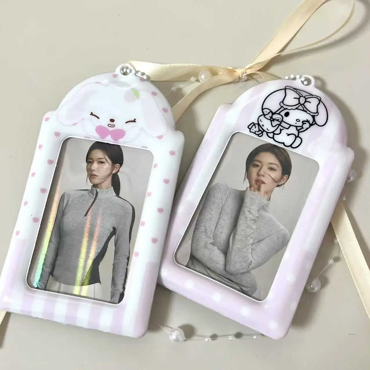 Kpop Photocard Holder Keychain Y2K PhotoCard Holder Kpop Charm Holders Kawaii Photo Card Keychain