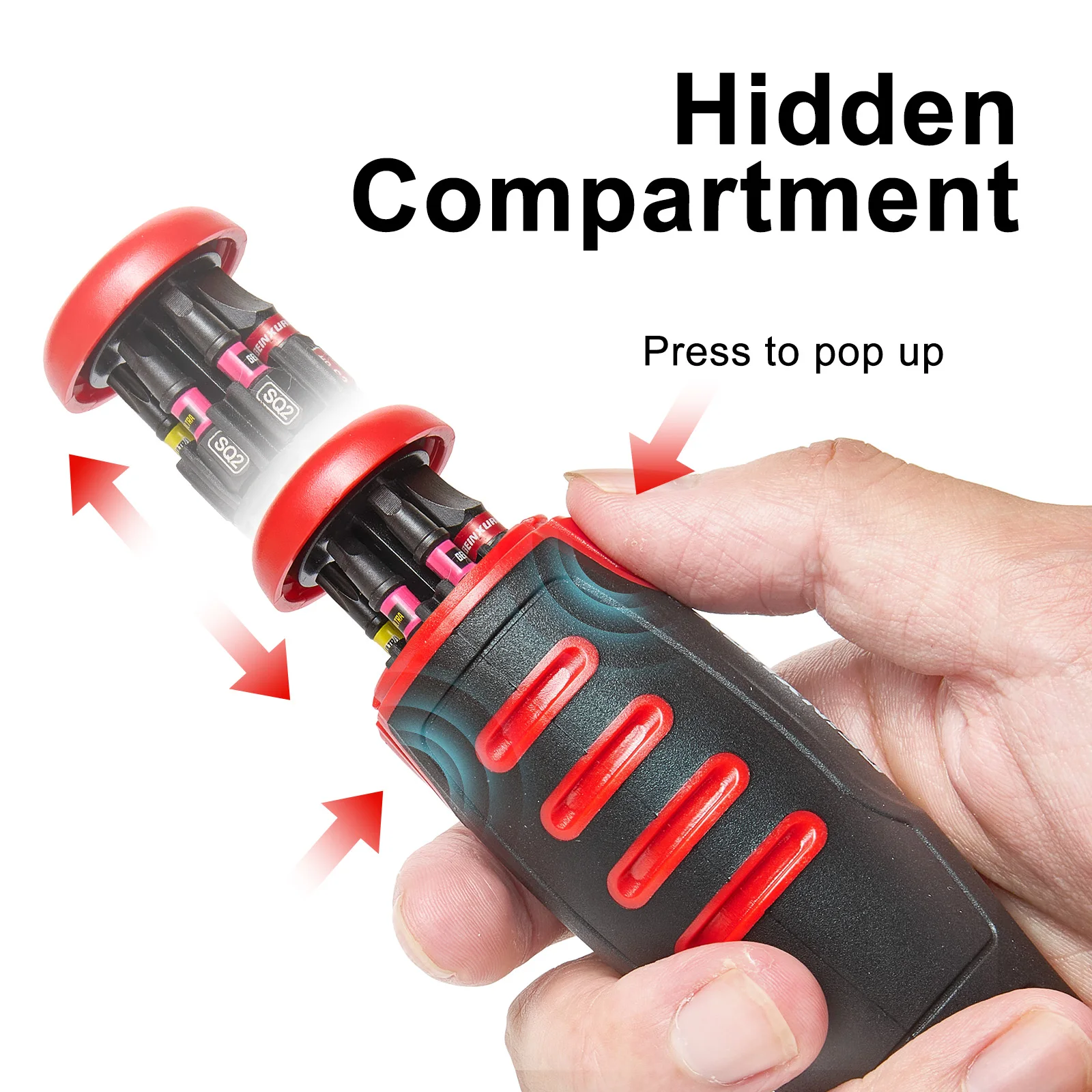 Geinxurn 12-in-1 Ratcheting Screwdriver Set,with 12 Pcs Impact Screwdriver Bits, Portable Hand Tools Set for Repair, DIY