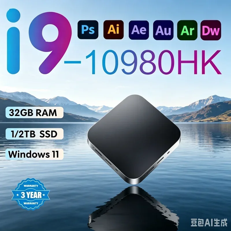 Futuristic Slim MINI PC Supported Windows 11 Pro Core I9 10980HK 32GB RAM 1TB 2TB SSD WIFI 6 BT5.2 4K HD Vivid Gaming