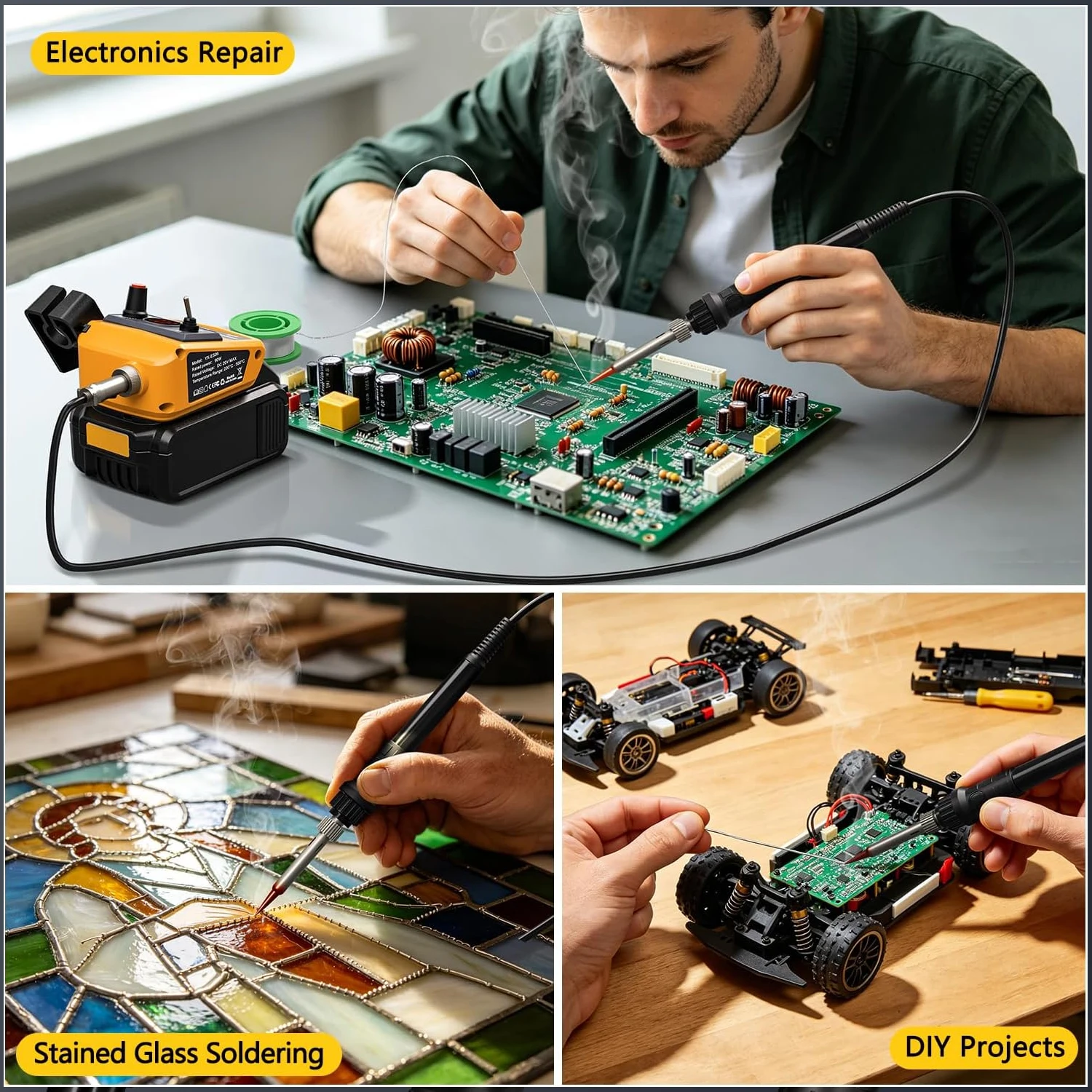 NEUER Kabelloser Lötkolben für Dewalt 20V Akku, 90W Lötstation-Set mit 5 Spitzen, DIY-Lötwerkzeug (Nur Werkzeug) – Detail 7