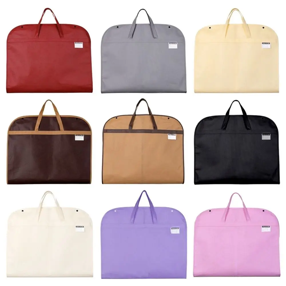 New Foldable Garment Bag Portable Non-woven Suit Storage Bag Solid Color Dress Jacket Protective Cover
