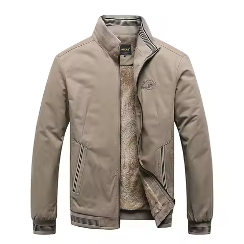 Fashion Aviator Jacket Baseball Jacket Autumn And Winter New coats Fleece Thickened jackets Warm Solid Color Zipper Top Men's
