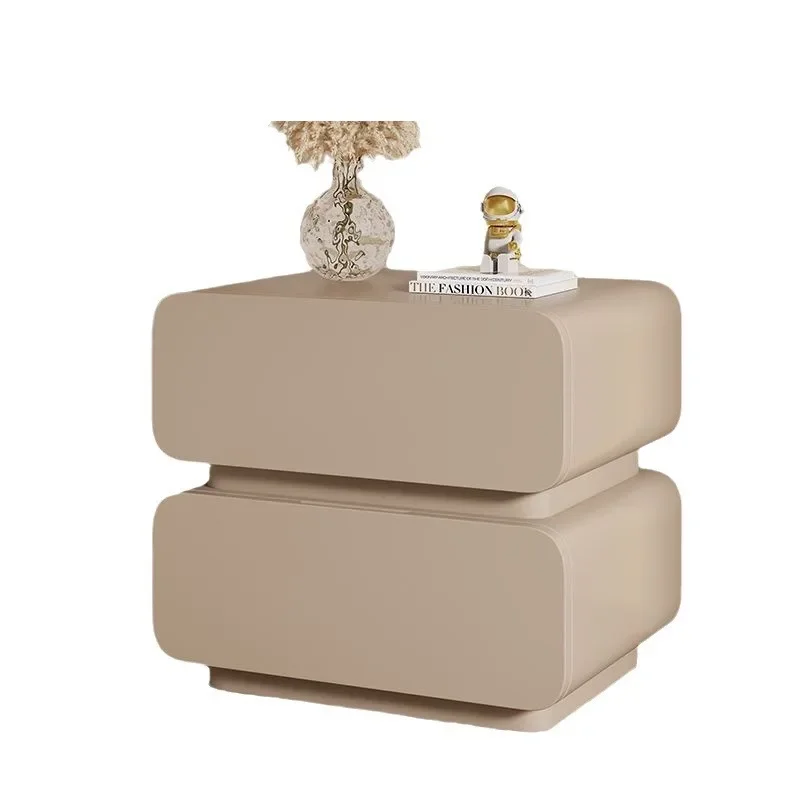 Cream wind solid wood bedside table Italian minimalist bedroom storage cabinet simple and modern