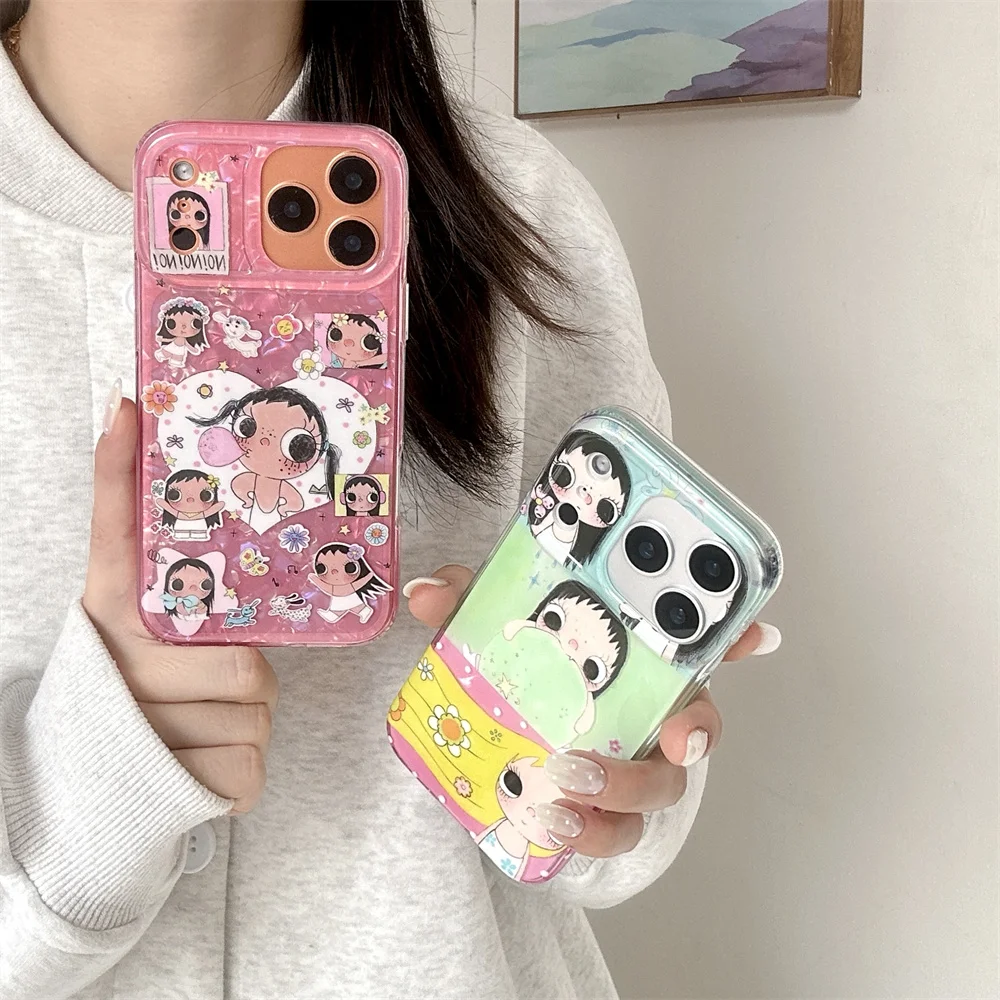 

Funny Girl Cute Cartoon Phone case for iPhone 16 15 14 13 17 Pro Max 17 16 Pro 15 Max Fundas Silicone Cover Shockproof Cases