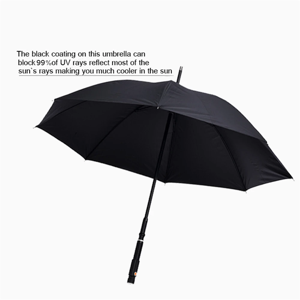 Self-defense Walking Stick 2-In-1 UV Protection Umbrella Rechargeable Waterproof Zoomable Flashlight Best for Camping Emergency