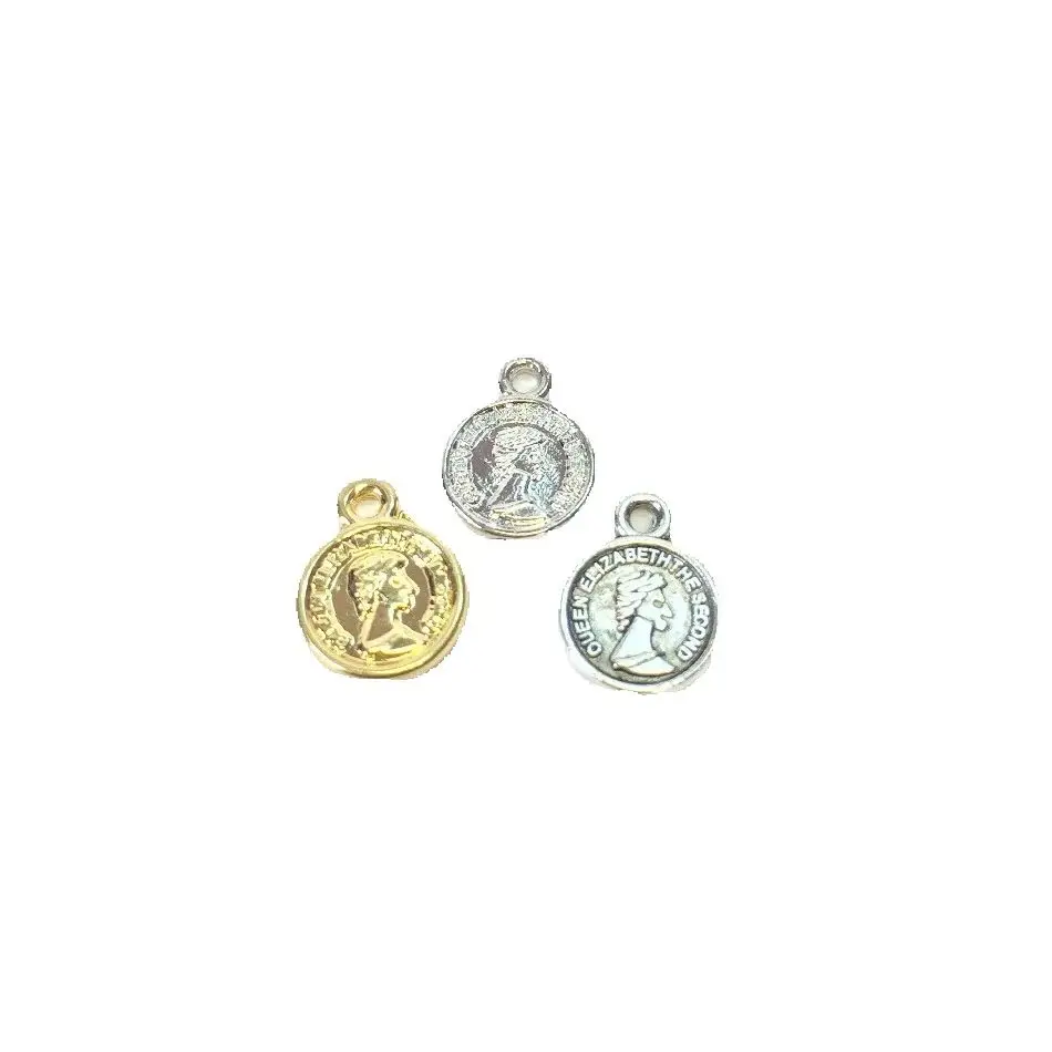 Eruifa 8mm 30 sztuk/worek zwisająca głowa moneta ze stopu cynku Charms wisiorek biżuteria DIY Handmade 2 kolory