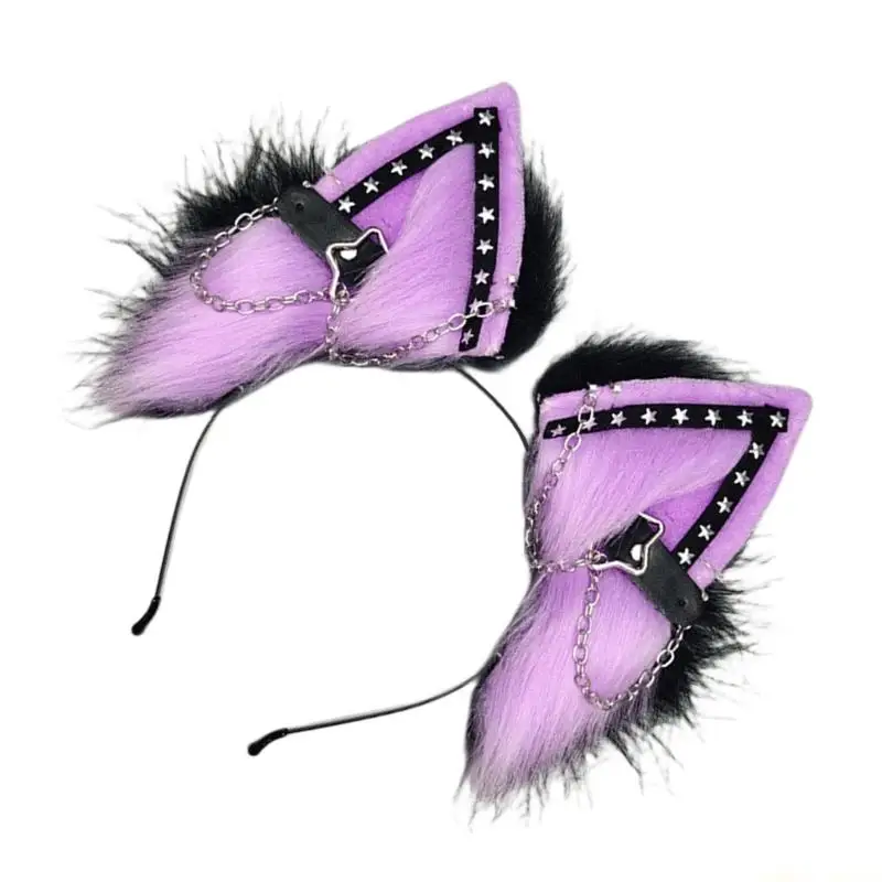 

31BF Elegant Punk Anime Ear Headband For Halloween Theme Event Women Cosplay Party Hairband for Music Festival Gathering