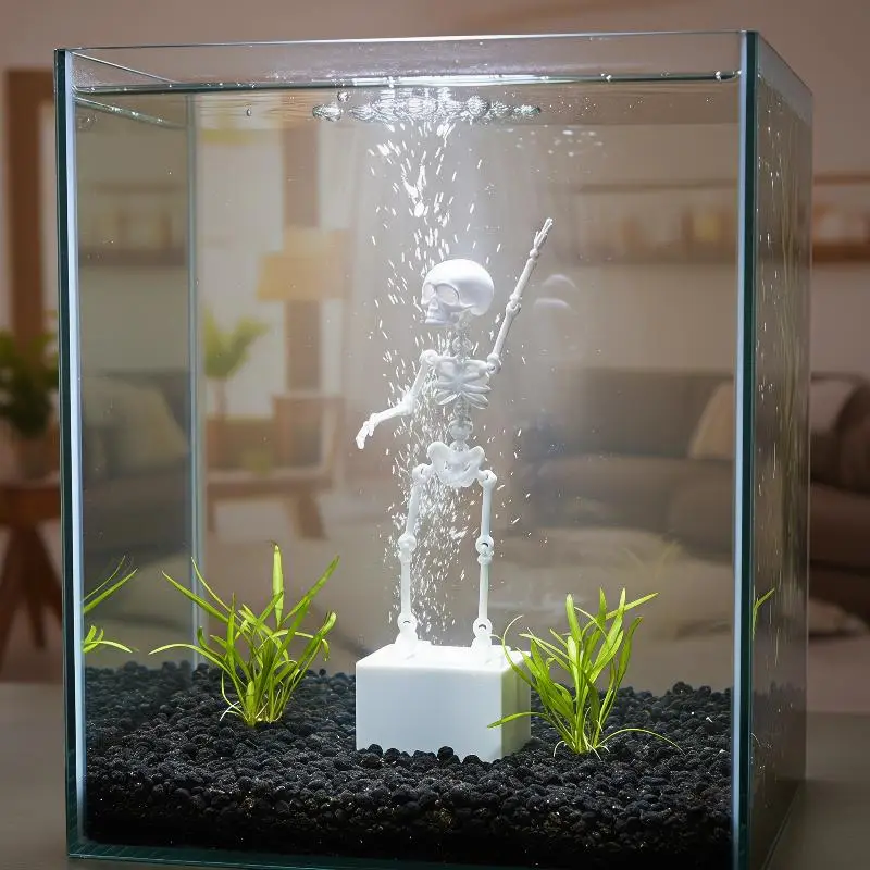 Realistic Interactive Fish Tank Bubbler Dancing Skeleton Aquarium Ornament with Air Hose for Home Fish Lover Gift