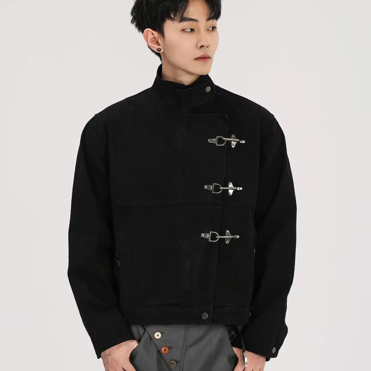 Vintage Personalized Airplane Button Jacket Work Jackets 2026 Splicing Korean Fashion American Harajuku Casual Motorcycle Jacket