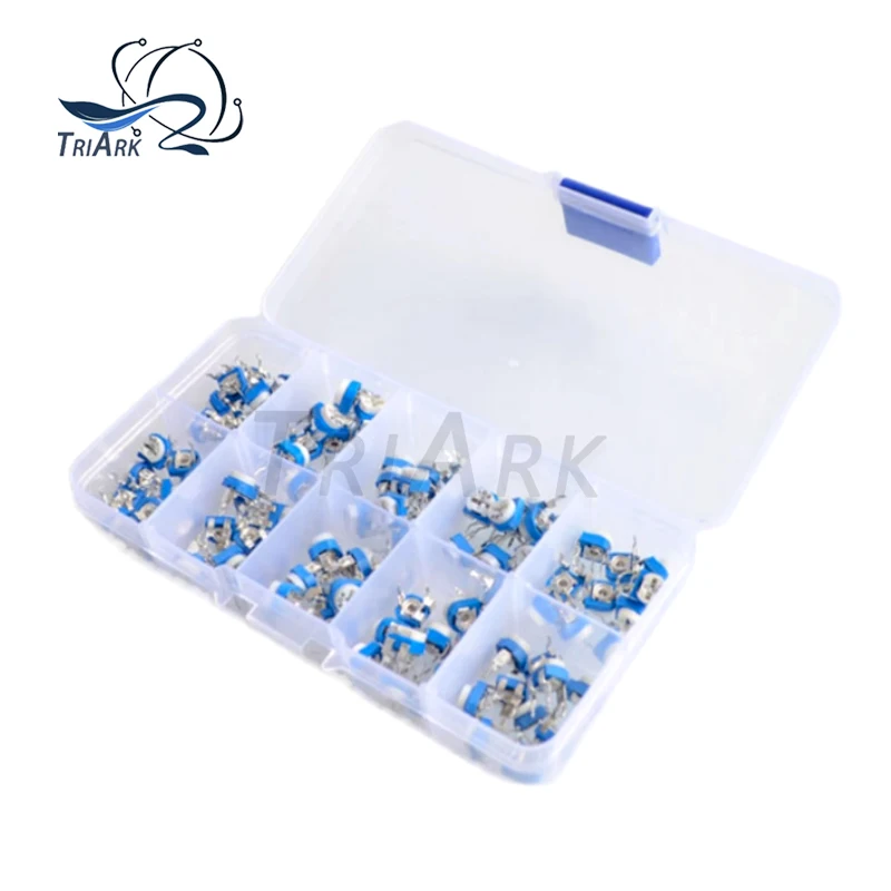 50/100Pcs RM065 10Values Kit Box 501 500R 1K 2K 5K 10K 20K 50K 100K 200K 1M Ohm Trimpot Trimmer Potentiometer Variable Resistor