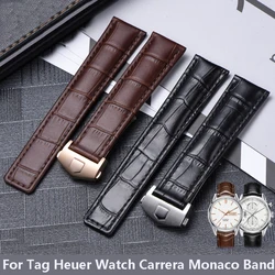 19mm 20mm 22mm pasek z prawdziwej skóry dla Tag Heuer zegarek Carrera Monaco pasek zegarka czarny brązowy bransoletka zegarek Watchband