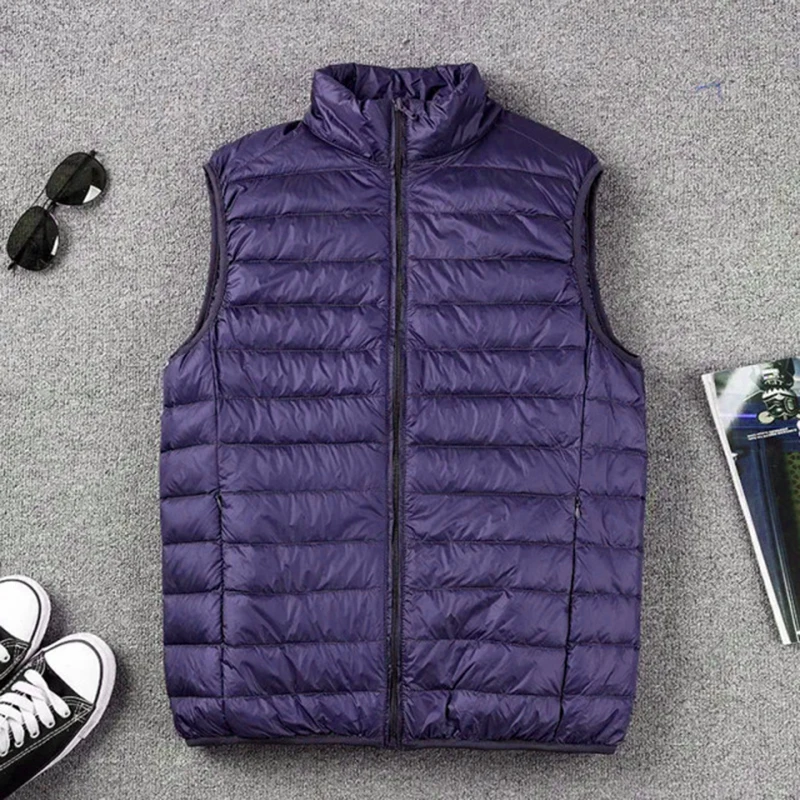 New 2023 Men Ultra Light Down Vests Sleeveless Jacket Men Portable Lightweight Windproof Waistcoat Autumn And Winter Warm Coats