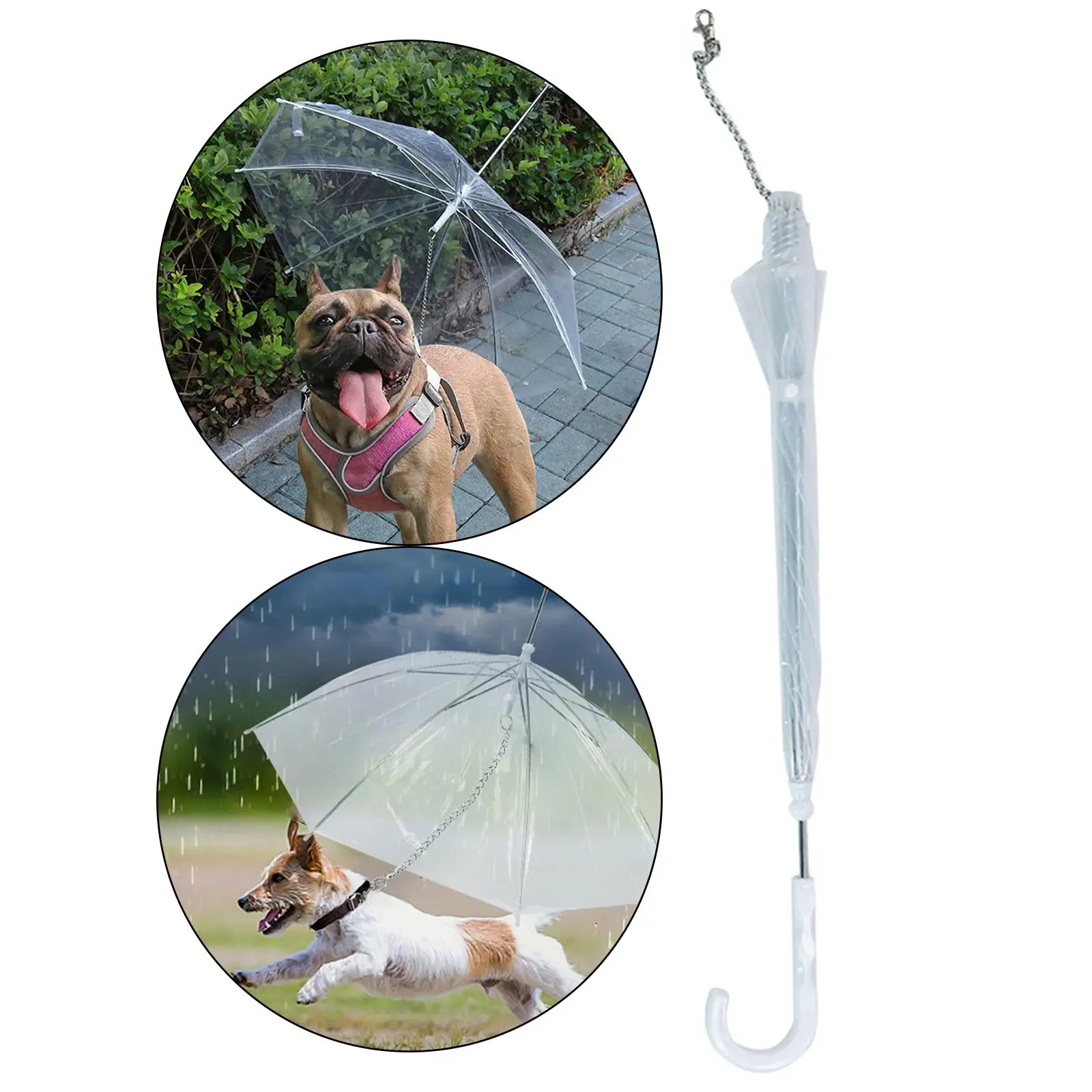 Clear Pet Umbrella with Attached Leash Clear Pet Umbrella with Attached Leash