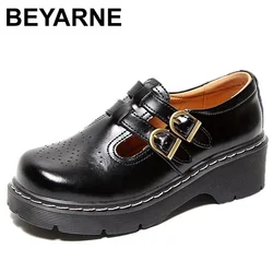 retro brogue women's shoes thick bottom Japanese Mary Jane single shoes cute big head jk small leather shoes