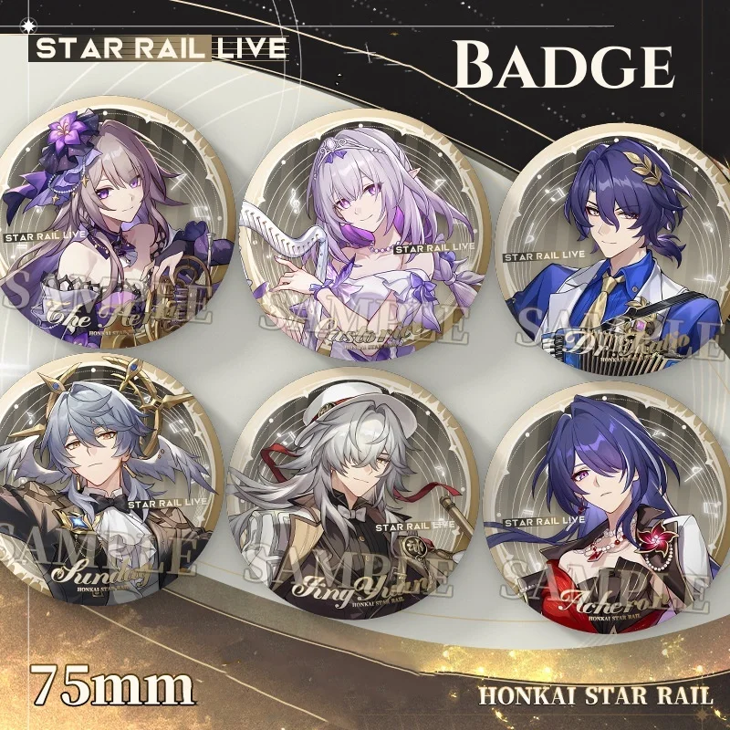 New Honkai: Star Rail Laser Brooch Sunday Castorice  Herta Concert Series Badge Pin Cartoon Anime Game Cosplay Jewelry Cute Gift