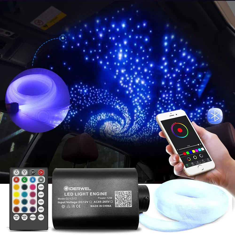 

Smart Fiber Optic Ceiling Llights APP Remote Control Starry Sky Effect Optical Fiber Cable for Car Decoration Ambient Lighting