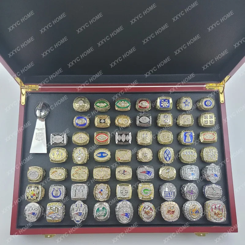 1966-2022 NFL Super Bowl Championship Ring Set 57 with 10cm Small Trophy Set